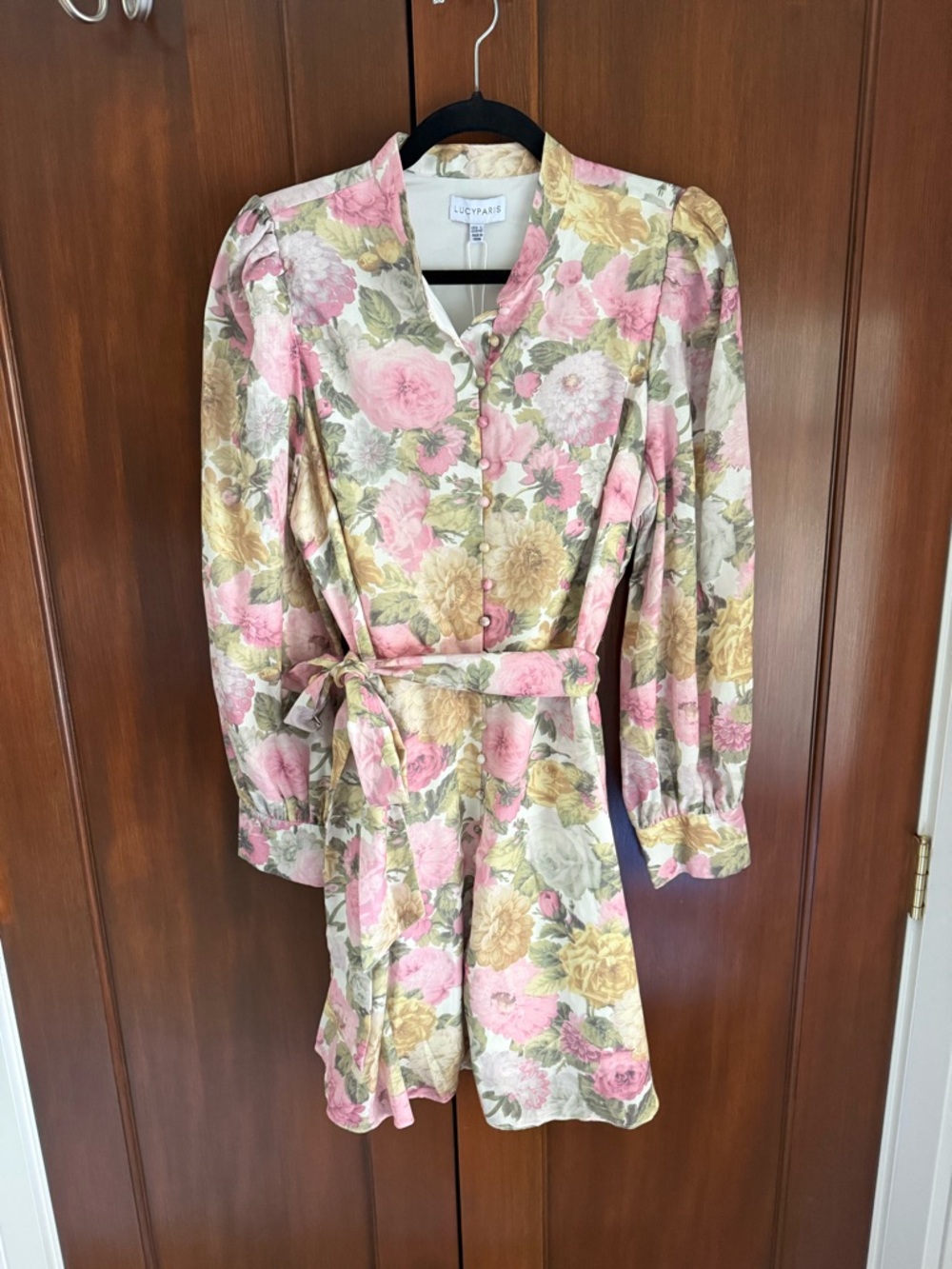 NWT Lucy Paris Floral Button Dress in Pink, Yellow, Green - lg